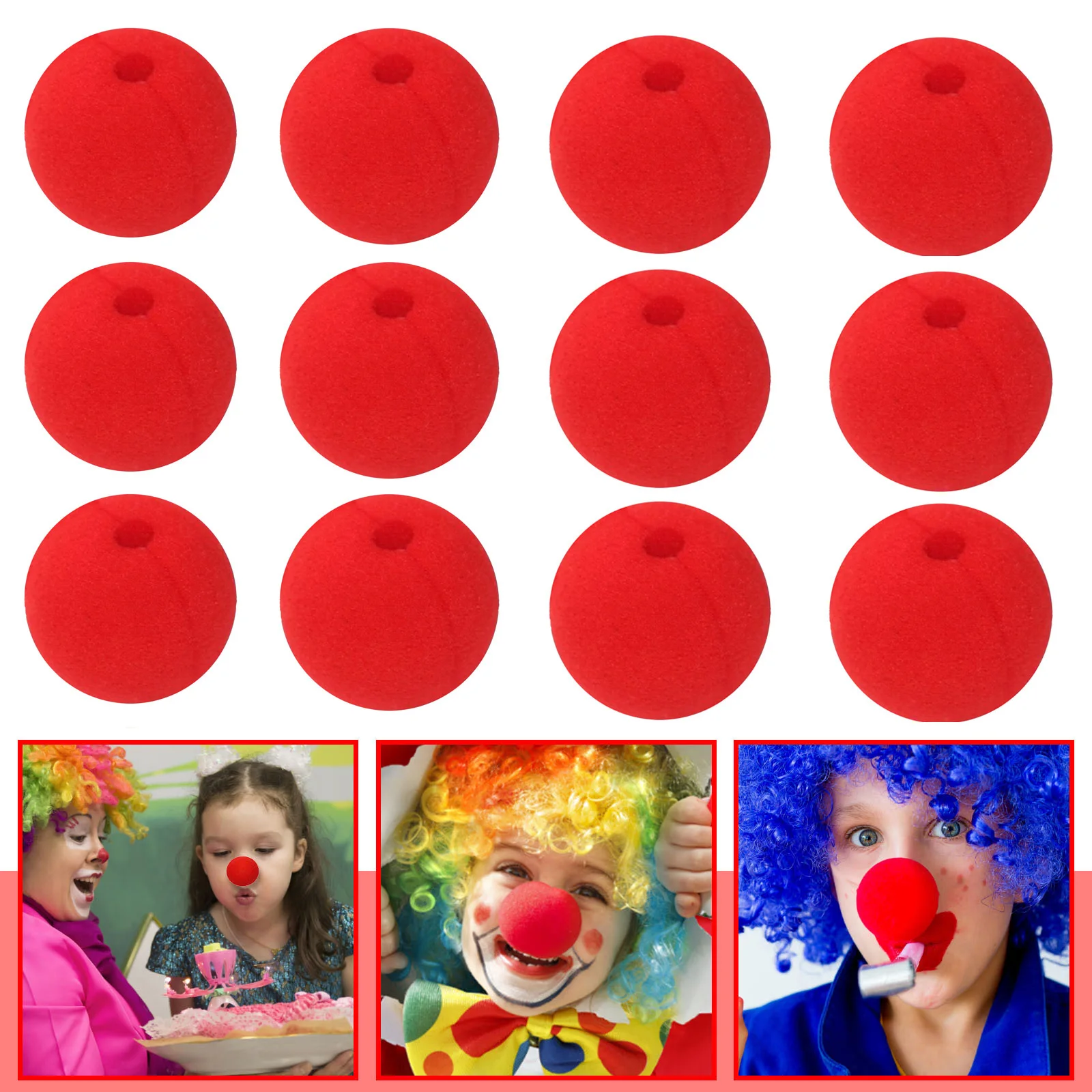 

100PCS Red Funny Sponge Clown Nose for Halloween Birthday Carnivals Costume Parties Supplies Foam Ball Stage Performance Props