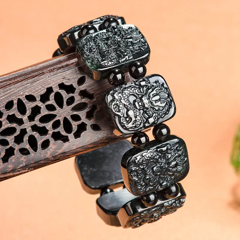 High End Authentic Natural A-grade Jade Bracelet Black Jade Dragon Brand Bracelet Men's Jade Bracelet Luxurious Jewelry
High End Authentic Natural A-grade Jade Bracelet Black Jade Dragon Brand Bracelet Men's Jade Bracelet Luxurious Jewelry
