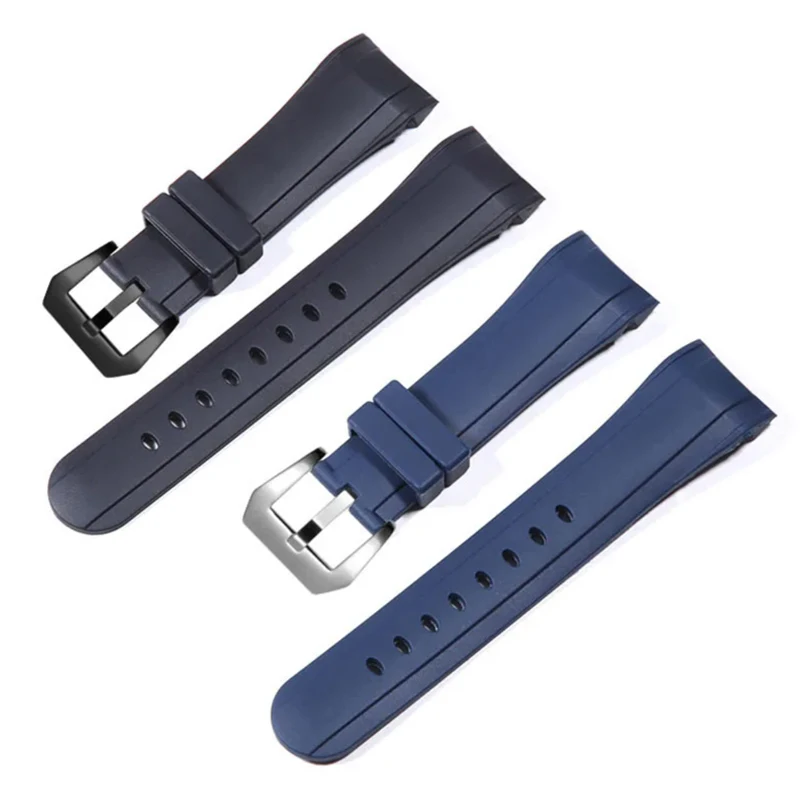 

Luxury Blue Black 24mm Silicone watchband For Graham strap Racing Bent Watch band Rubber Bracelet with stainless steel buckle