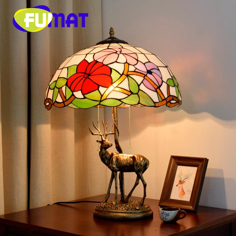 FUMAT Tiffany stained glass desk lamp elk morning glory style Art Deco living room Dining Room bar bedroom Bedside office lamp
FUMAT Tiffany stained glass desk lamp elk morning glory style Art Deco living room Dining Room bar bedroom Bedside office lamp