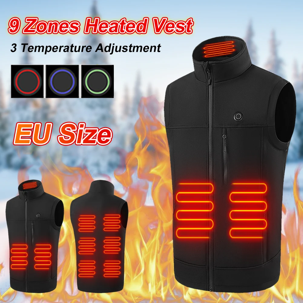 EU Size 9 Areas Heating Vest USB Powered 3 Gear Temperature Control Stand Collar Winter Warm Vest for Outdoor Hiking Camping
EU Size 9 Areas Heating Vest USB Powered 3 Gear Temperature Control Stand Collar Winter Warm Vest for Outdoor Hiking Camping