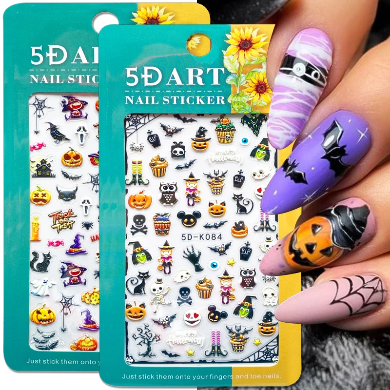 5D Halloween Embossed Nail Stickers Skull Bone Vampire Pumpkin Sliders Snake Anime Cartoon Spider Nail Decals DIY Manicure Decor 
5D Halloween Embossed Nail Stickers Skull Bone Vampire Pumpkin Sliders Snake Anime Cartoon Spider Nail Decals DIY Manicure Decor