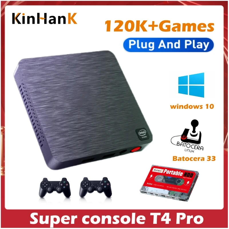 Super console T4 Pro portable video game console has win10 and Batocera 33 system has 80+ emulators 110000+ games 4K UHD 5G Wifi
Super console T4 Pro portable video game console has win10 and Batocera 33 system has 80+ emulators 110000+ games 4K UHD 5G Wifi