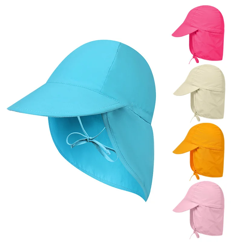 

1 2 3 4 Years Old Kids Sun Hats with Neck Flap UPF 50+ UV Protection Wide Brim Boys Girls Beach Caps Swim Sunhat Free Shipping