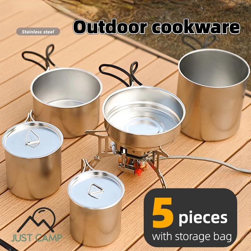 5pcs Outdoor Cookware Set Pans Soup Pot Mug Foldable 304 Stainless Steel Portable Non-stick Scald Proof Camping Picnic Hiking
5pcs Outdoor Cookware Set Pans Soup Pot Mug Foldable 304 Stainless Steel Portable Non-stick Scald Proof Camping Picnic Hiking