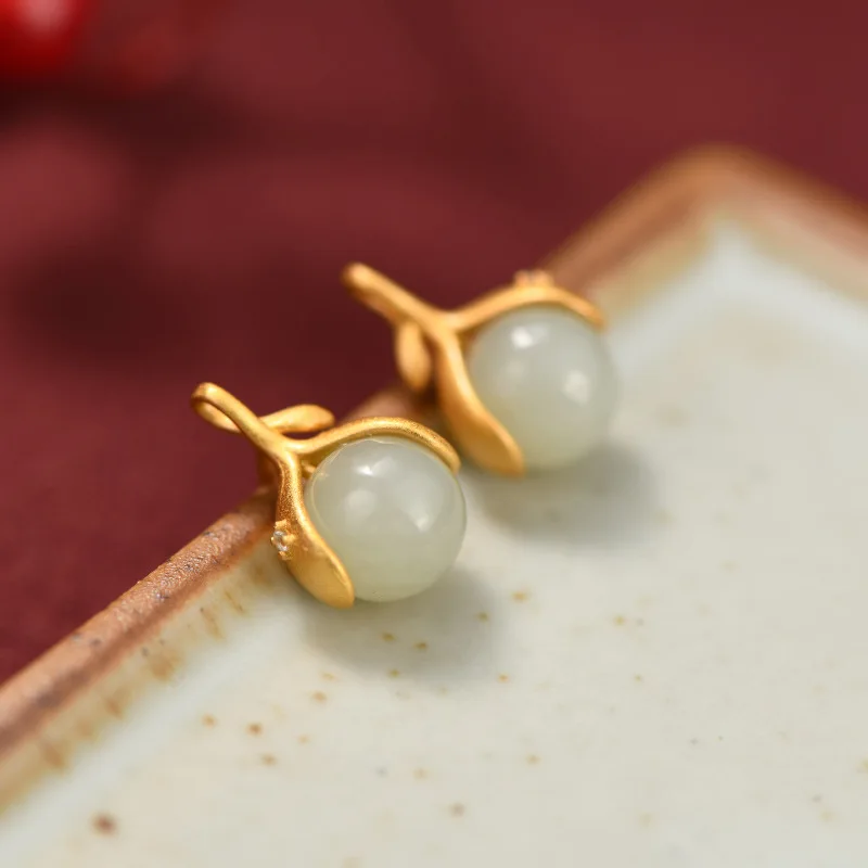 Hetian Jade Flower Stud Earrings Vintage Earrings S925 Sterling Silver Women cute earrings percing oreilles wedding earrings
Hetian Jade Flower Stud Earrings Vintage Earrings S925 Sterling Silver Women cute earrings percing oreilles wedding earrings