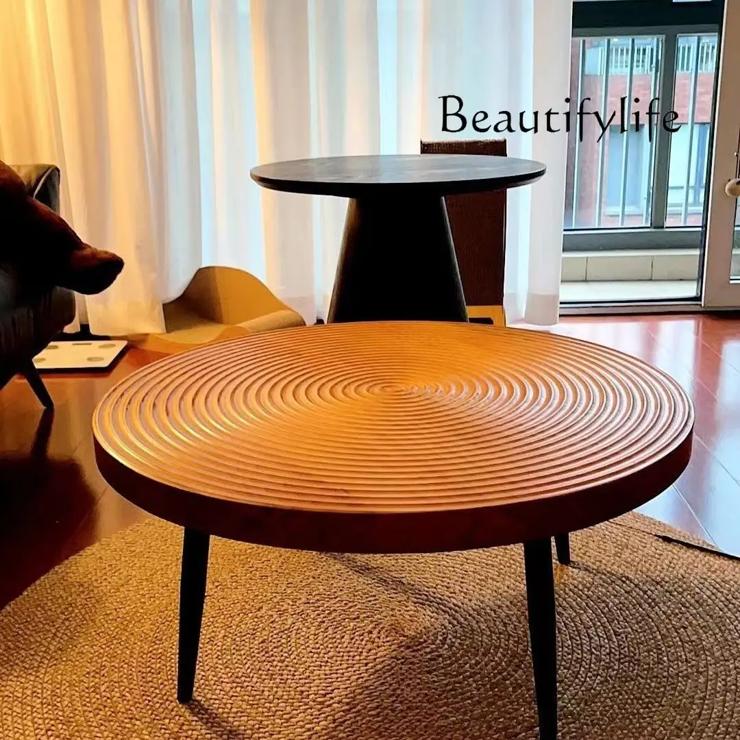 

Nordic Creative Living Room Solid Wood Coffee Table Small Apartment Combination Japanese Decorative Log round Low Table