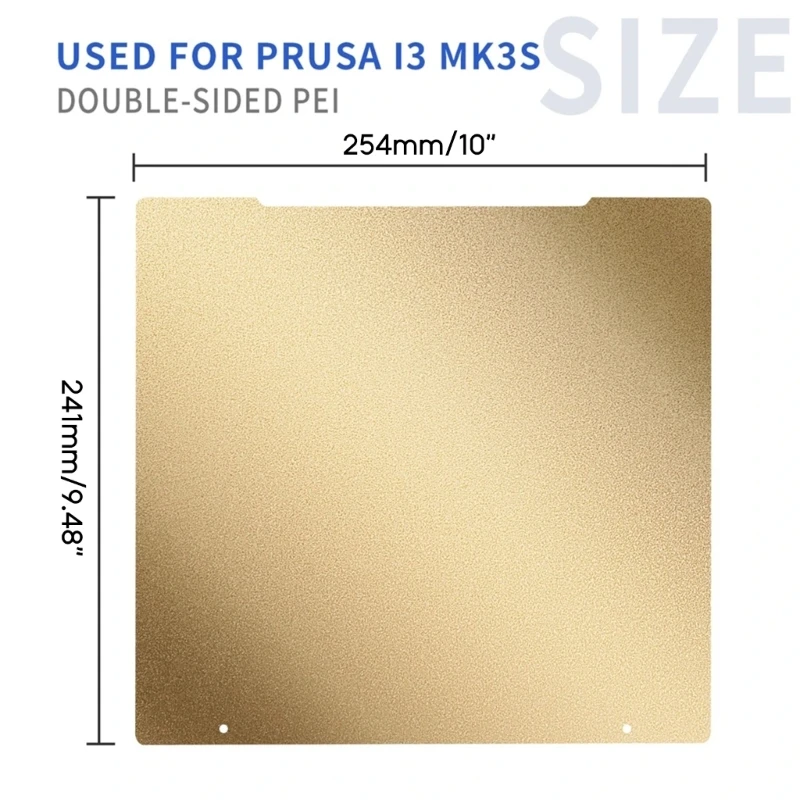 PEI Build Plate Double Sided 3D Printer Hot Bed Spring Steel Sheet Double Sided for Prusai3 MK3 (241X254mm) 1PC
PEI Build Plate Double Sided 3D Printer Hot Bed Spring Steel Sheet Double Sided for Prusai3 MK3 (241X254mm) 1PC