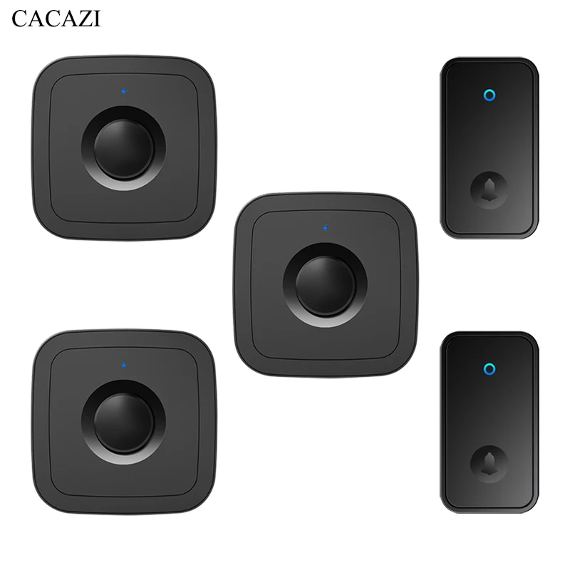 

CACAZI Self-powered Home Wireless Doorbell 60 Songs 110DB 150M Waterproof Remote Smart Calling Bell with US EU UK Plug (Black)