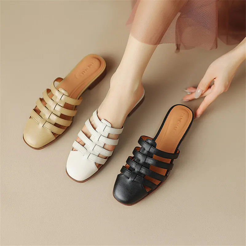 2023 New Summer Shoes Women Square Toe Shoes for Women Split Leather Women Slippers Low Heels Mules Handmade Gladiator Shoes
2023 New Summer Shoes Women Square Toe Shoes for Women Split Leather Women Slippers Low Heels Mules Handmade Gladiator Shoes