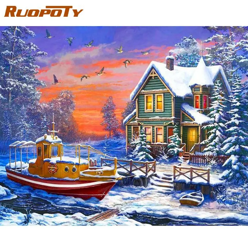 RUOPOTY рамка Набор для рисования по номерам Рождественский подарок Раскраска по номерам для взрослых украшение для дома Снежный дом 
RUOPOTY рамка Набор для рисования по номерам Рождественский подарок Раскраска по номерам для взрослых украшение для дома Снежный дом