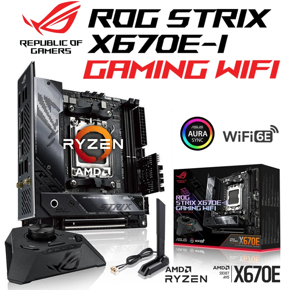 ASUS ROG STRIX X670E-I GAMING AMD AM5 материнская плата DDR5 64G Mini-ITX PCIe 5,0 M.2 Поддержка 7000 серии Ryzen CPU Процессор WIFI 6E
ASUS ROG STRIX X670E-I GAMING AMD AM5 материнская плата DDR5 64G Mini-ITX PCIe 5,0 M.2 Поддержка 7000 серии Ryzen CPU Процессор WIFI 6E