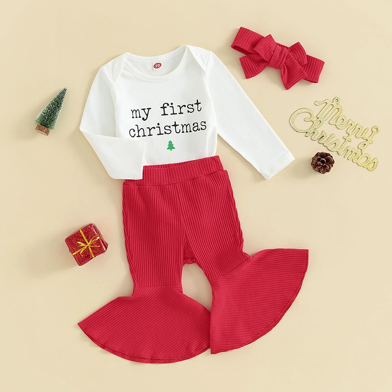 Baby Girls 3 Piece Outfits Newborn Christmas Letter Print Romper and Flared Ribbed Pants Headband Set Infant Suits
Baby Girls 3 Piece Outfits Newborn Christmas Letter Print Romper and Flared Ribbed Pants Headband Set Infant Suits