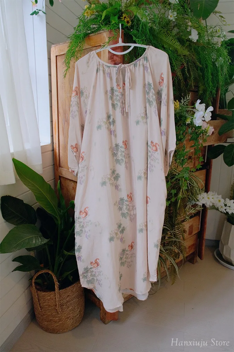 Hanxiuju Vintage Long Sleeve Nightgowns For Women Soft Viscose Cotton Nightwear Ladies Elegant Dress Spring Autumn 20 S56f047c6ab7d48359a329b702953355cu