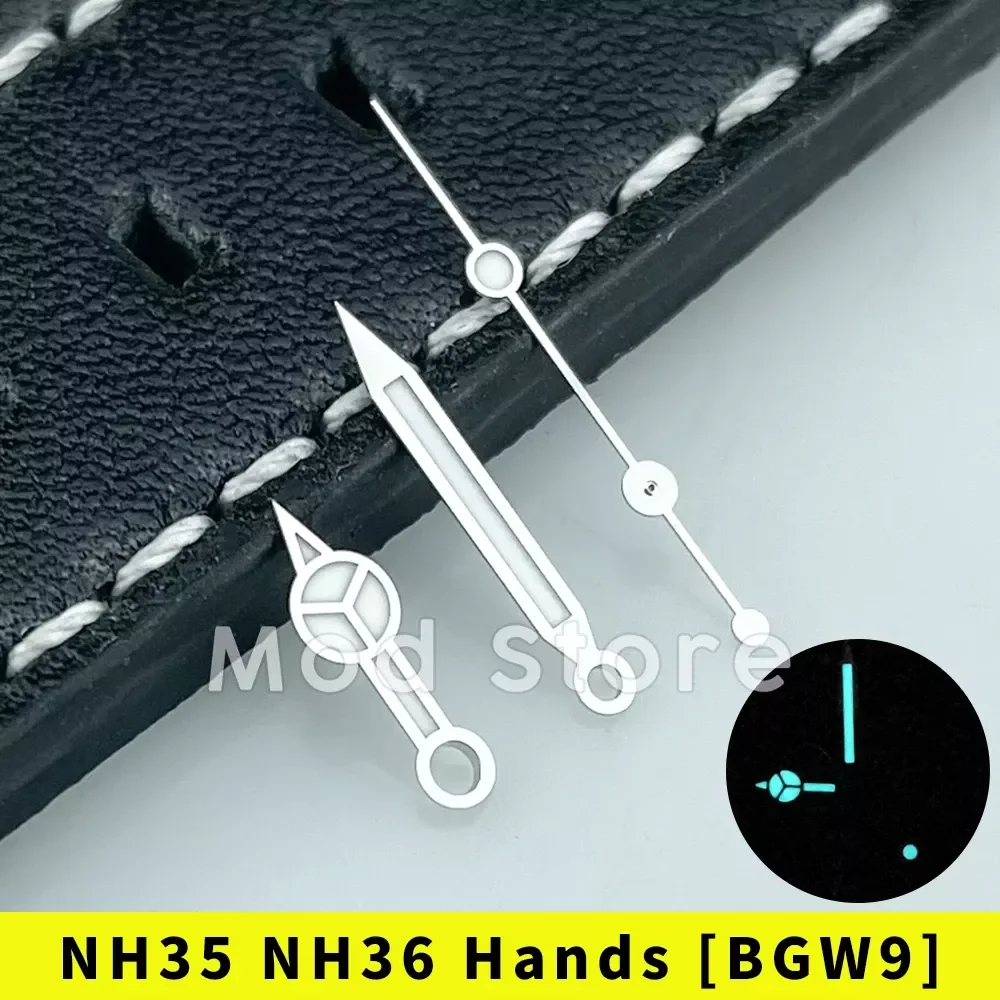 

NEW High quality Silver Watch Hands Set Mod For NH35 NH36 4r35 4r36 Mov't SUB Style BGW9 C3 Lume Polished Finish