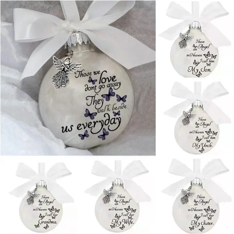 

Christmas Ornament Feather Ball Angel In Heaven Decor Durable Memorial Ornament Father /Mom/sister/brother Memorial Ornament