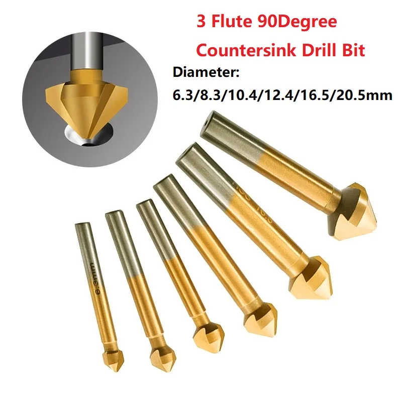 3Flute HSS Countersink Drill Bit 90Degree Countersink Chamfering Tools Drill Bits Chamfer Cutter 6.3/8.3/10.4/12.4/16.5/20.5mm
3Flute HSS Countersink Drill Bit 90Degree Countersink Chamfering Tools Drill Bits Chamfer Cutter 6.3/8.3/10.4/12.4/16.5/20.5mm