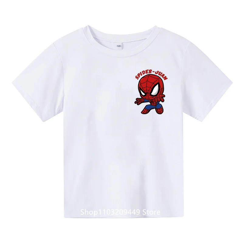 

2024 New Boys Girls Students Summer cartoon Marvel Spider-Man Crewneck Short Sleeve Kids Summer Kids Fashion casual top