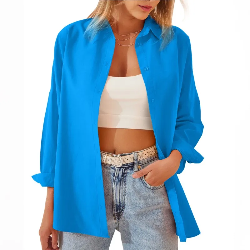 2023 Women's New Autumn Fashion Loose Sweetheart Color Off Shoulder Long Sleeve Button Polo Collar Cardigan Shirt Top
2023 Women's New Autumn Fashion Loose Sweetheart Color Off Shoulder Long Sleeve Button Polo Collar Cardigan Shirt Top