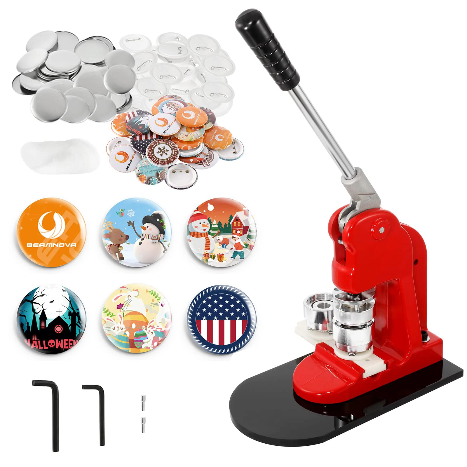 

Button Maker Machine DIY Round Pin Maker Kit 25/32/37/44/50/56/58/75mm Badge Press Machine with 100 Button Parts Supplies