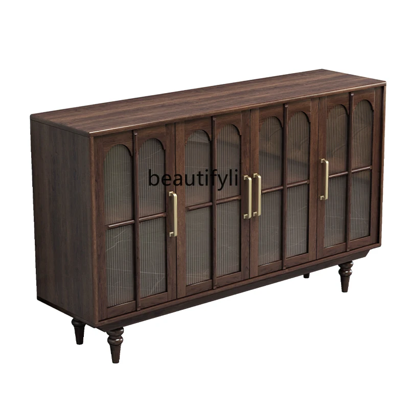 

Solid Wood Simple American Retro Sideboard Cabinet Modern Restaurant Multi-Functional Storage Cabinet French Entry Lux Locker