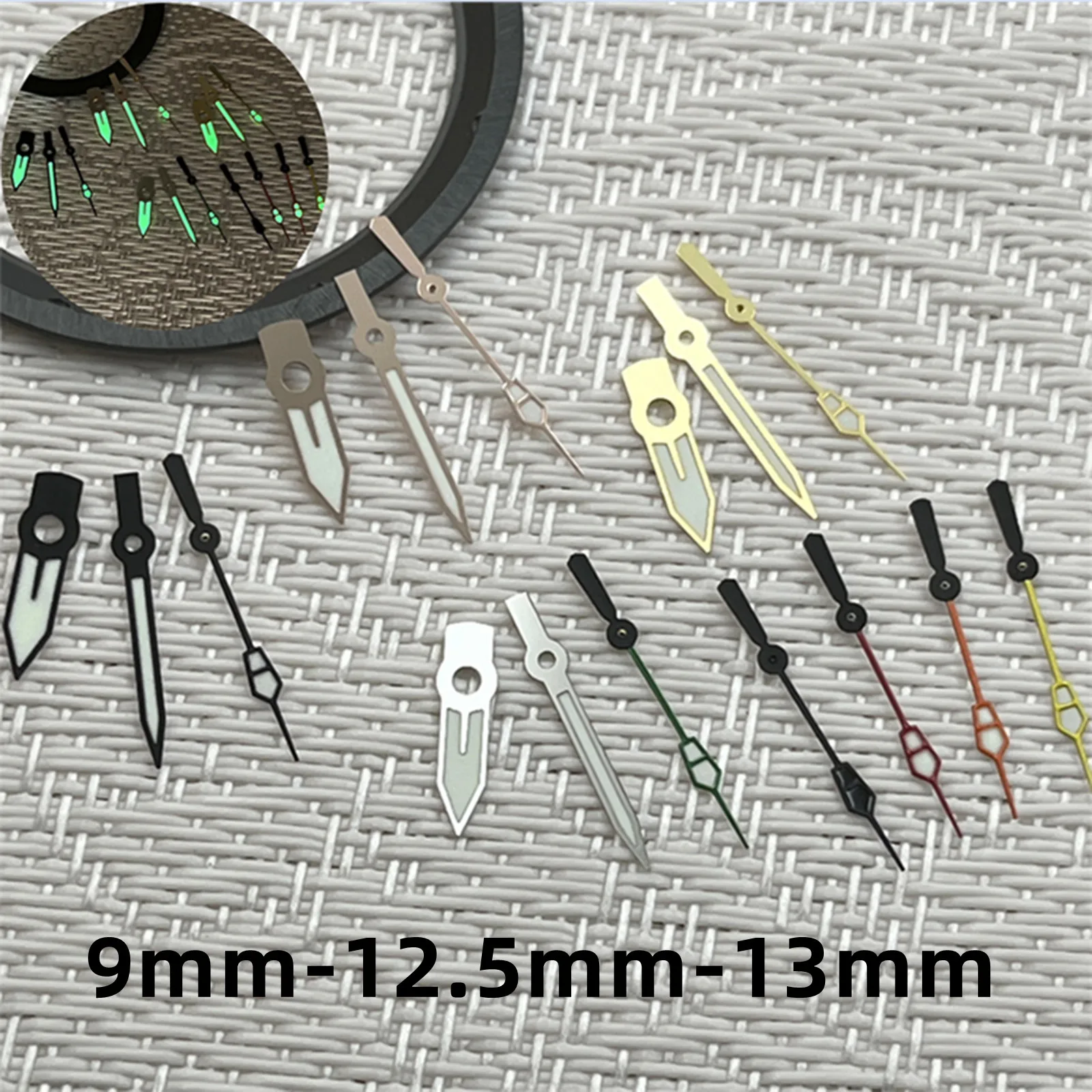 

Silver/Black/Rose/Gold Watch Hands, 13mm Green Luminous Watch Pointers, Fit for NH34 NH35 NH36 4R35 4R36 Movement Watch Parts