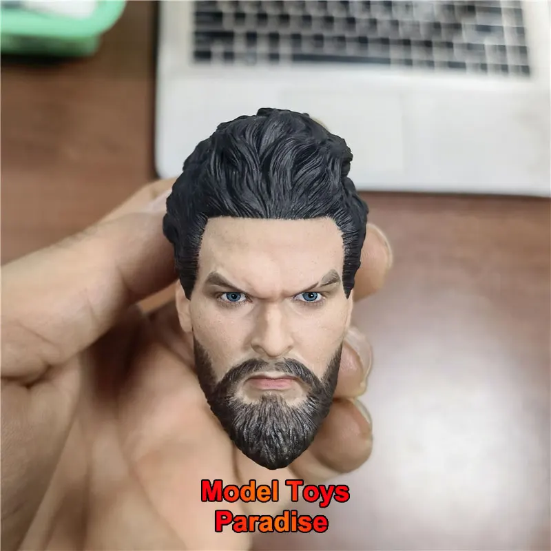 

1/6 Male Soldier Sea King Son Atlas Head Carving Flowing Hairstyle Head Fit 12'' Action Figure Body