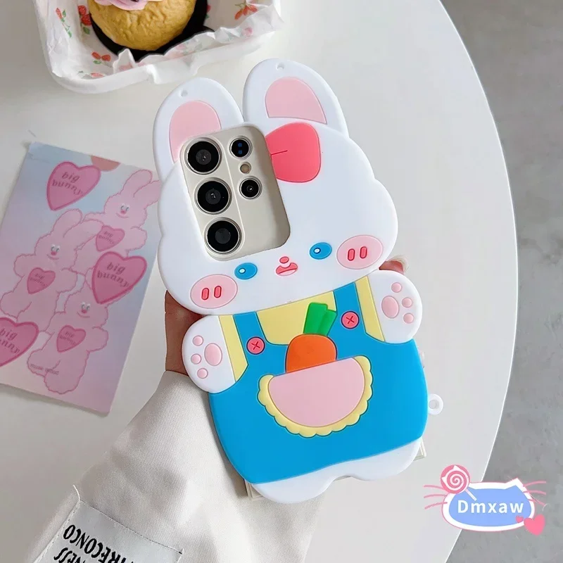 

Cartoon Rabbit Phone Case For Samsung Galaxy A42 A40 A10S A10 A30 A20 M33 M14 M52 Soft Silicone Back Cover Cute With Bracelet