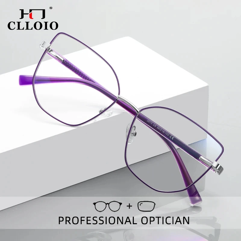 

CLLOIO Fashion Women Large Frame Reading Glasses Anti Blue Ray Computer Glasses Myopia Hyperopia Prescription Optical Eyeglasses