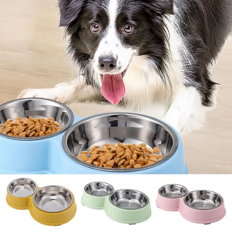 

Puppy Feeding Bowls Pet Food Bowls Dog Water Bowl Non Skid Food Bowls With Detachable Bowls Pets indoor outdoor feeding supplies