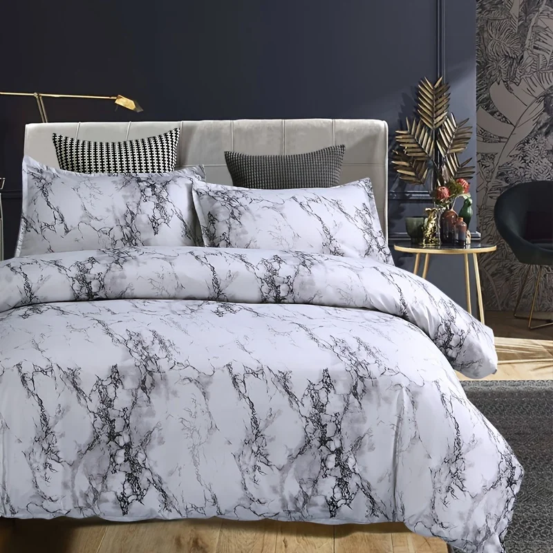 3pcs Marble Duvet Cover Set (1 Duvet Cover + Pillowcase), Soft Microfiber Bedding For All Season, Blanket For Bedroom
3pcs Marble Duvet Cover Set (1 Duvet Cover + Pillowcase), Soft Microfiber Bedding For All Season, Blanket For Bedroom