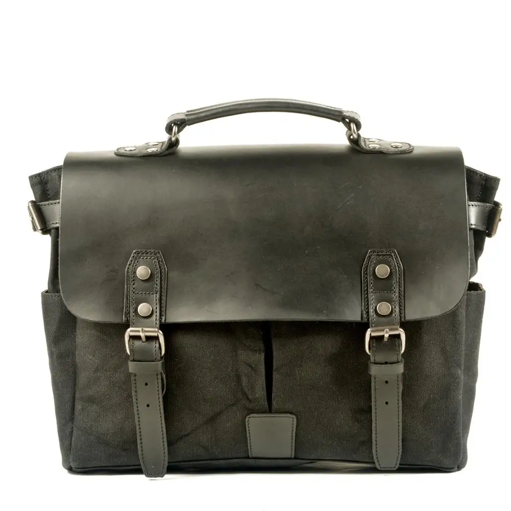 

Men's retro briefcase canvas stitching leather shoulder bag wax canvas messenger bag computer bag casual handbag