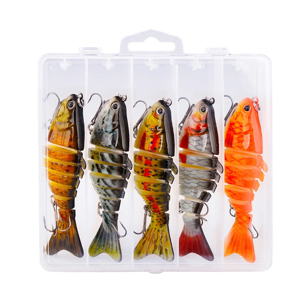 

5pcs 10cm/15.5g Fishing Lures Lifelike Lure Bait For Bass Trout Perch 7-Jointed Swimbait Hard Bait Freshwater Saltwater Fishing