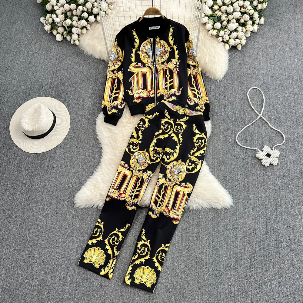 Fashion Suit Women's Casual Jacket Baseball Uniform Positioning Printing Zipper Jacket Two-piece High Waist Slim Pencil Pants
Fashion Suit Women's Casual Jacket Baseball Uniform Positioning Printing Zipper Jacket Two-piece High Waist Slim Pencil Pants