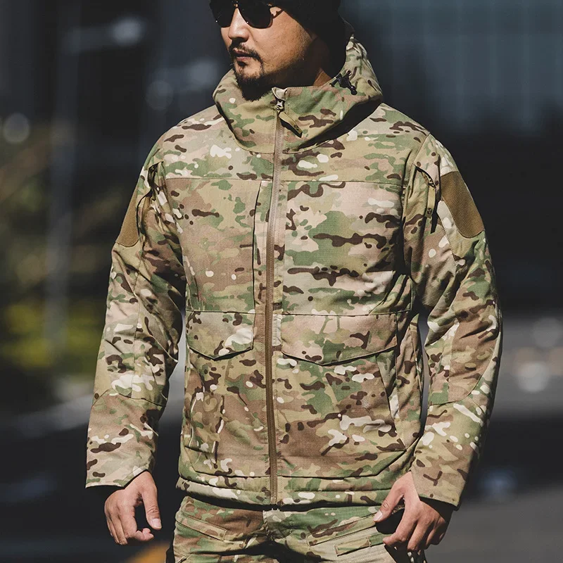 

Winter Cotton Padded Men's Military Camouflage Fleece Hooded Jacket Army Tactical Clothing Multicam Male Camouflage Windbreakers