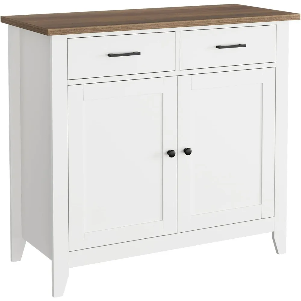 

HORSTORS Kitchen Storage Cabinet with Drawers and Doors, Floor Sideboard and Buffet Server Cabinet, Entryway Console Cabinet