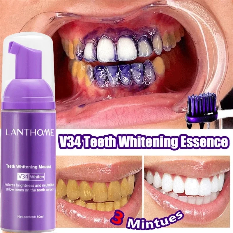 

V34 Teeth Whitening Mousse Toothpaste Remove Plaque Stains Cleaning Oral Hygiene Bleaching Dental Tools Fresh Breath Tooth Care