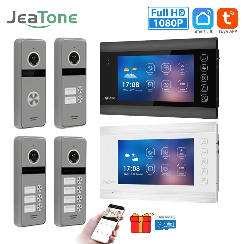 

Jeatone Video Intercom System Video Entry Door phone Doorbell 7 inch Monitor + IR Camera Kits for Home Housers Villa Apartment