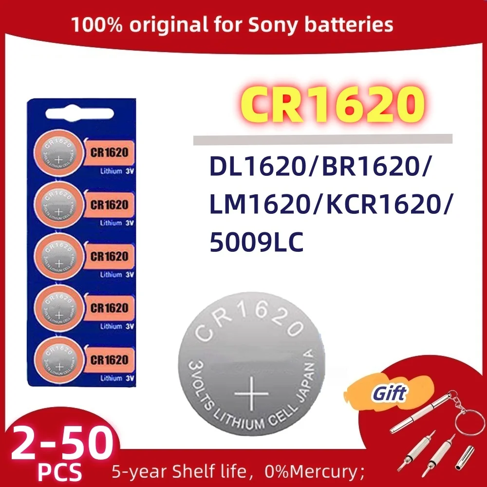 

Original For SONY CR1620 Button Battery For Watch Car Remote Control Calculator Scales Shavers DL1620 BR1620 Lithium Coin Cells