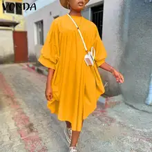 Summer Spring A-Lined Dress VONDA Women Casual Round Neck Puff Sleeve Dresses Ladies Asymmetric Hem A-Lined Vestidos O Neck Robe
Summer Spring A-Lined Dress VONDA Women Casual Round Neck Puff Sleeve Dresses Ladies Asymmetric Hem A-Lined Vestidos O Neck Robe