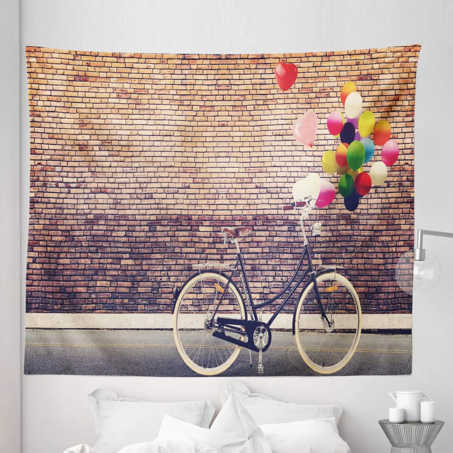 

Bicycle Tapestry Classic Road Bike Tapestry Brick Wall Town Life Tapestry Wall Hanging Art for Bedroom Living Room Dorm Decor