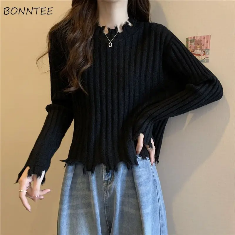 

Pullovers Women Solid Special Charming Elegant Creativity Korean Style Casual Soft All-match Autumn Ladies Modern Attractive New