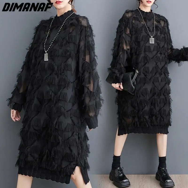 DIMANAF Plus Size Women New Summer Style Dress Long Sleeve Tassel O-Neck Floral Loose Dress Basic Black New
DIMANAF Plus Size Women New Summer Style Dress Long Sleeve Tassel O-Neck Floral Loose Dress Basic Black New