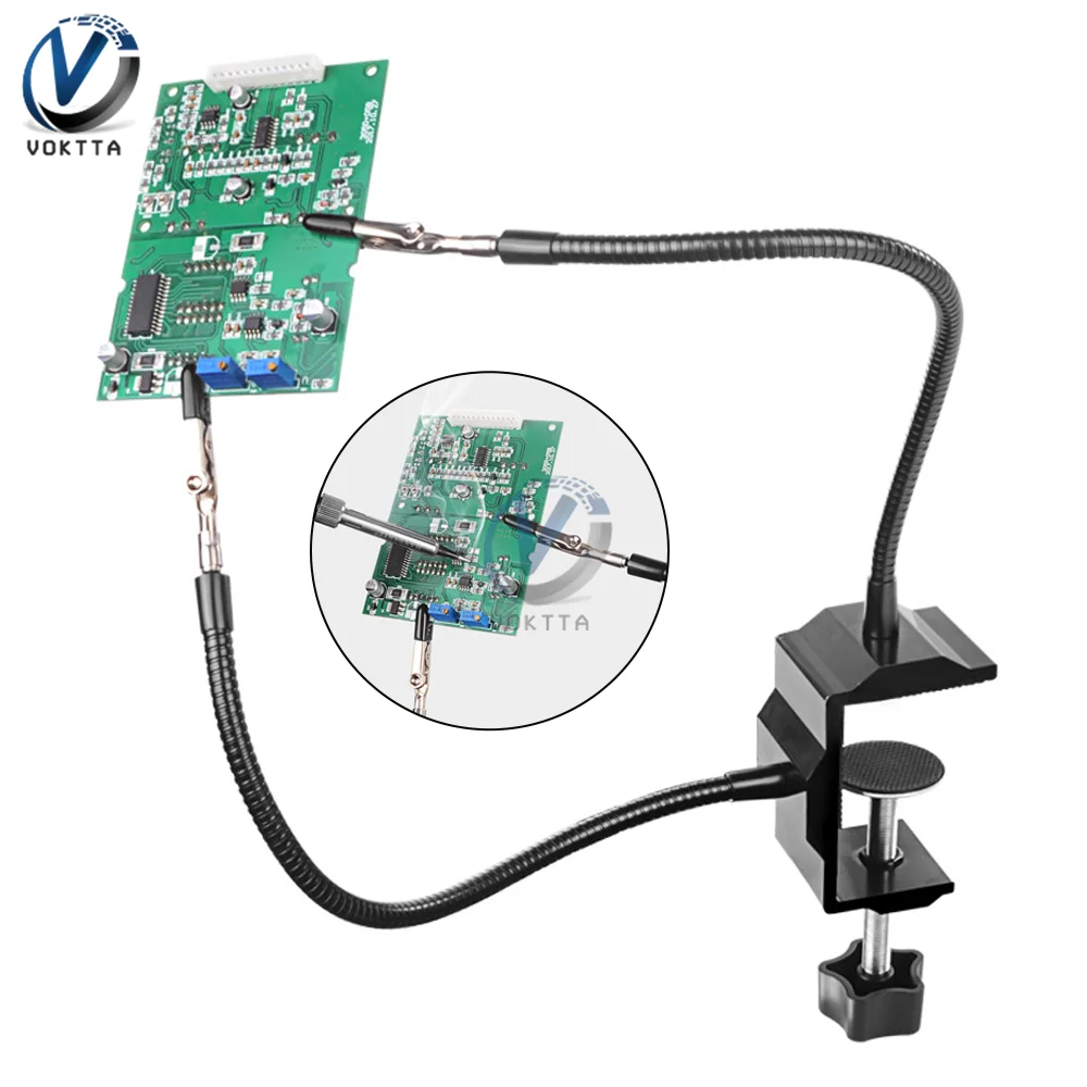 Portable Soldering Station 2 Arms Alligator Clip Soldering Iron Holder PCB Holder Auxiliary Clip Welding Repair Hand Tool
Portable Soldering Station 2 Arms Alligator Clip Soldering Iron Holder PCB Holder Auxiliary Clip Welding Repair Hand Tool