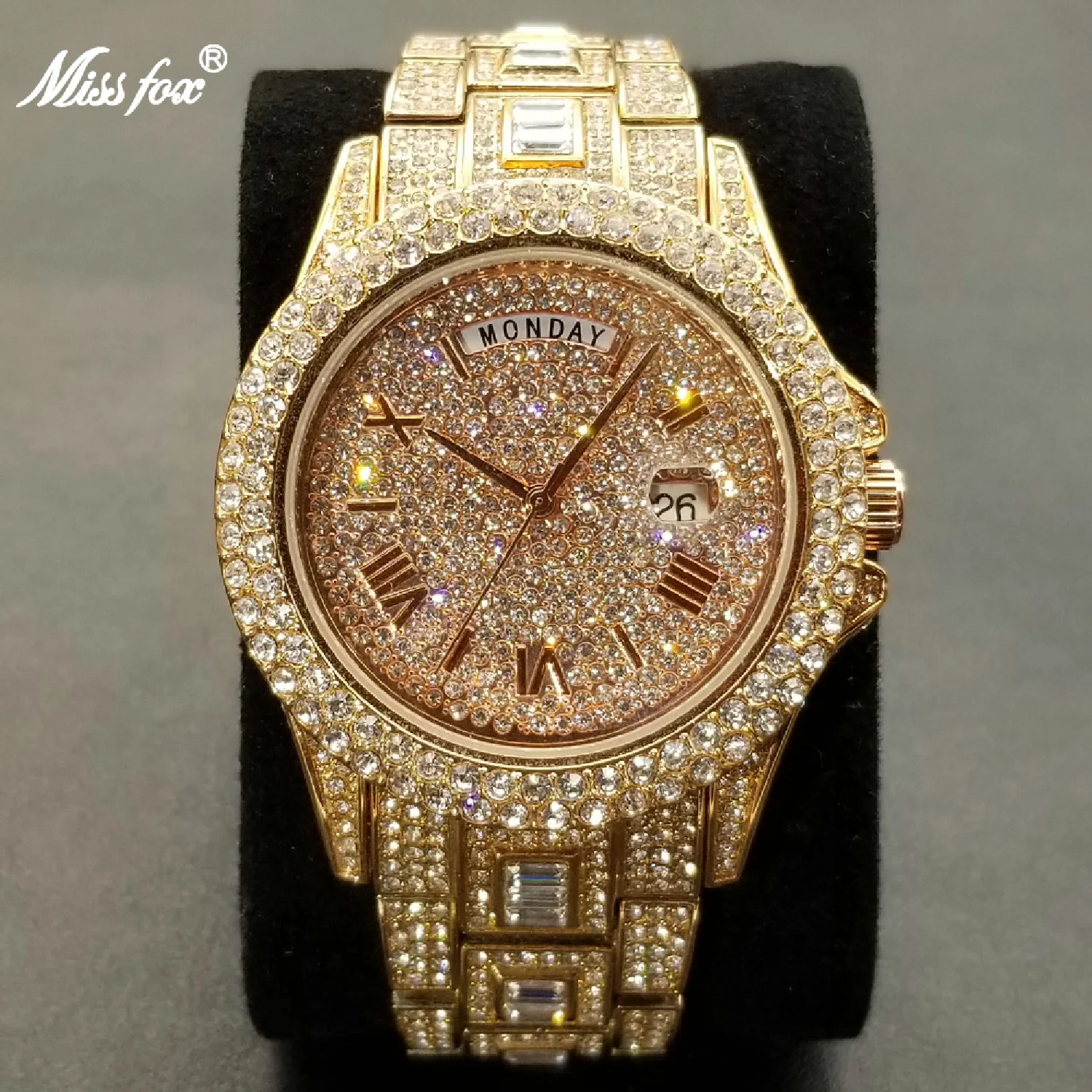 New Iced Out Men's Watches Roman Numbers Week Display Automatic Date Watch Hip Hop Lab Moissanite Clock For Men's Jewellry Gift
New Iced Out Men's Watches Roman Numbers Week Display Automatic Date Watch Hip Hop Lab Moissanite Clock For Men's Jewellry Gift