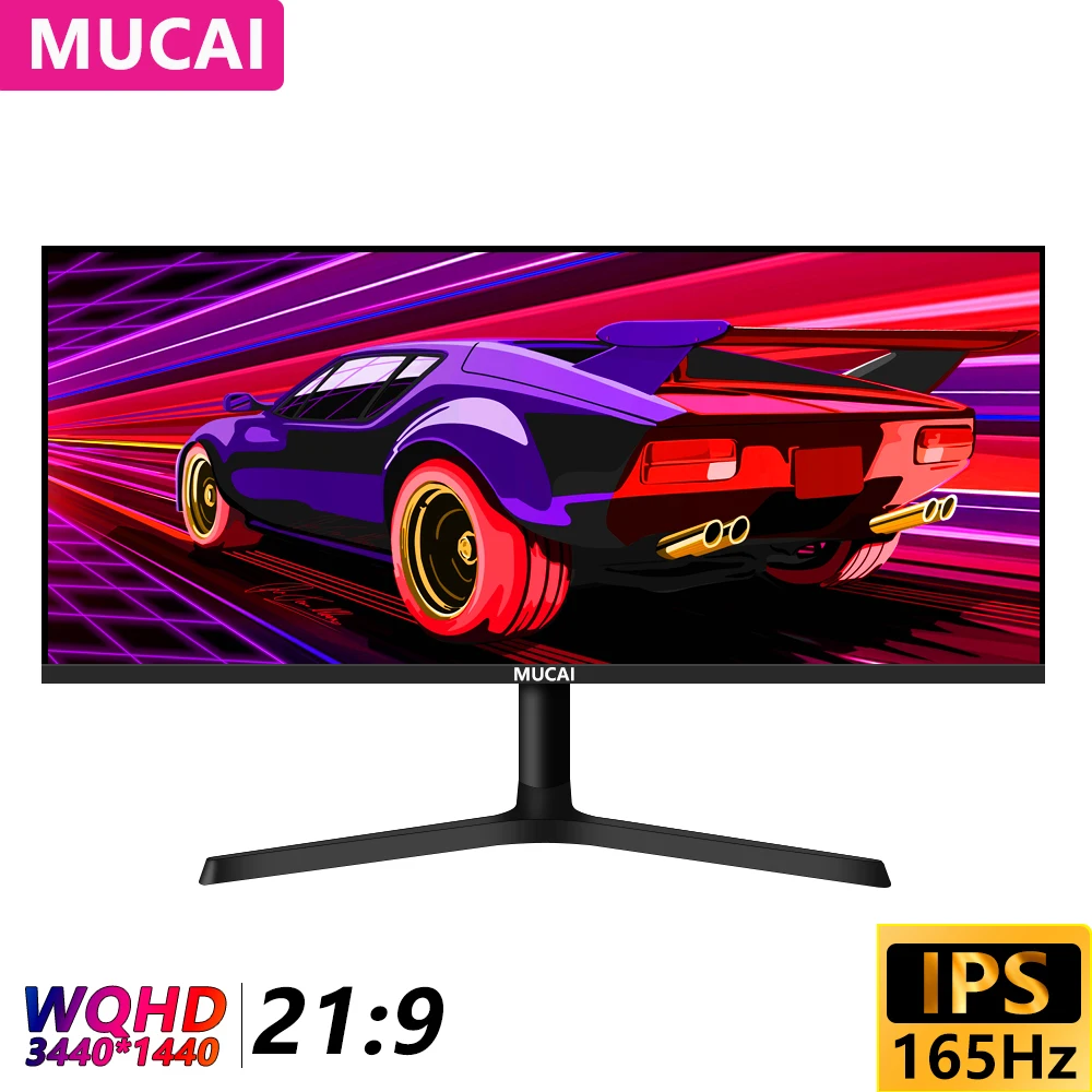 

MUCAI 34 Inch Monitor 144Hz 21:9 IPS 165Hz Wide Display WQHD Desktop LED Gamer Computer Screen Not Curved DP/3440*1440