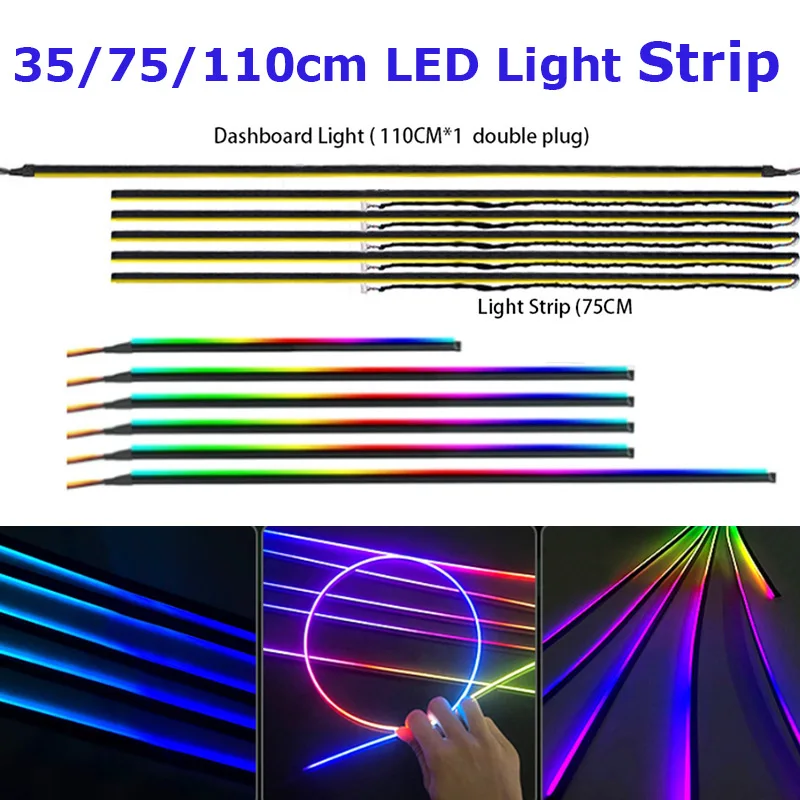 

35cm 75cm 110cm LED Light Strip 18 in 1 Light Strip Acrylic 213 64 Color Symphony Atmosphere Lamp Dashboard LED Car Accessories