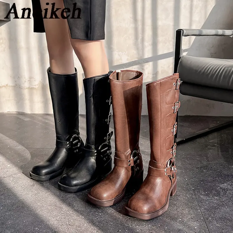 Aneikeh Women's Spring/Autumn Metal Decoration Round Head Thick Sole Motorcycle Boots 2023 Fashion PU Mid Calf Long Boots Punk
Aneikeh Women's Spring/Autumn Metal Decoration Round Head Thick Sole Motorcycle Boots 2023 Fashion PU Mid Calf Long Boots Punk