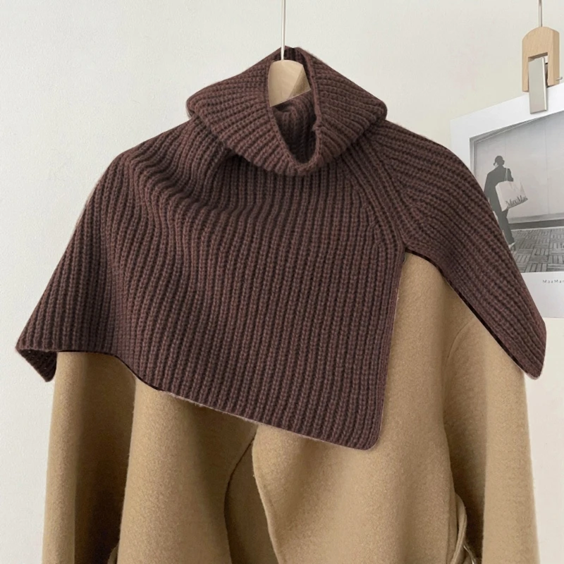 

Вязаный пуловер, шарф, съемный воротник-свитер, вязаная водолазка, шаль, накидка, шаль, зимняя теплая утепленная шея, Прямая