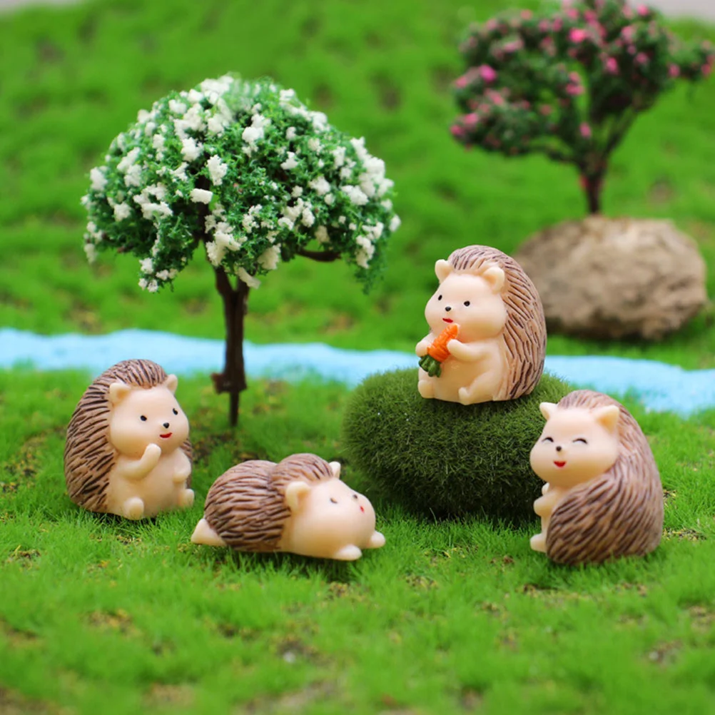 

12 Pcs Mini Simulation Hedgehog Figurine Yard Decor Crafts Decors Resin Ornament Micro Landscape
